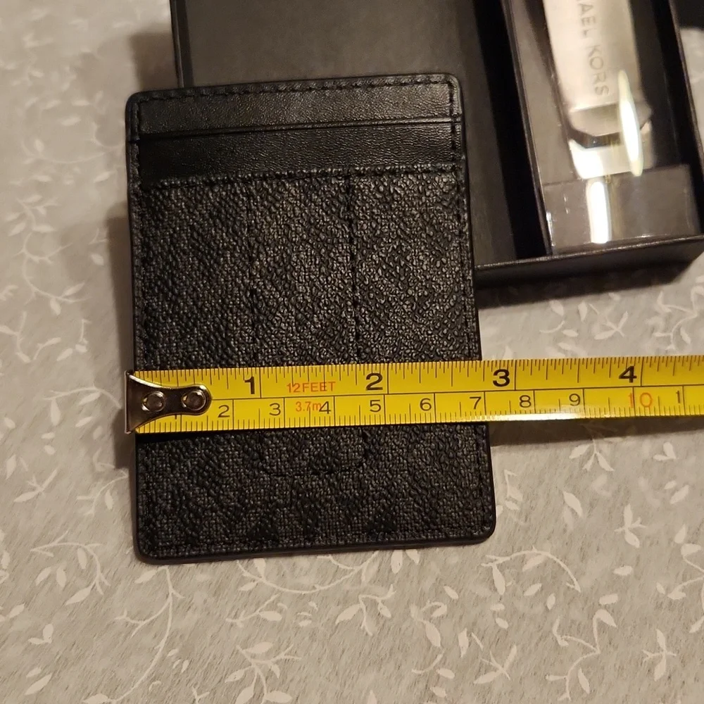Men's Black Michael Kors Card Holder& Money Clip In Box